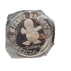 Ty Beanie Babies 1999 Official Club Quackers Duck Silver Coin Original Package